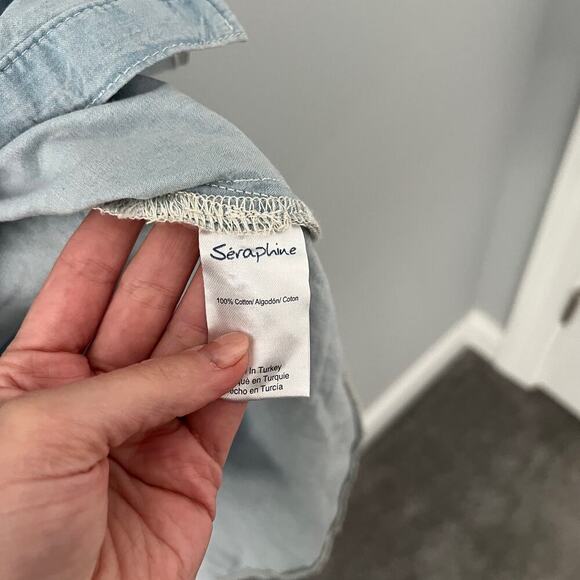 NWT Seraphine Cotton Chambray Belted Maternity Tunic 18 - Picture 3 of 5